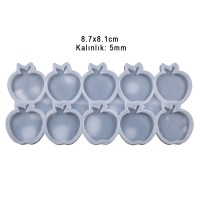 Epoksi Çoklu Elma Magnet Kalıbı Taş Tozu Elma Kalıbı Silikon 8.7x8.1cm