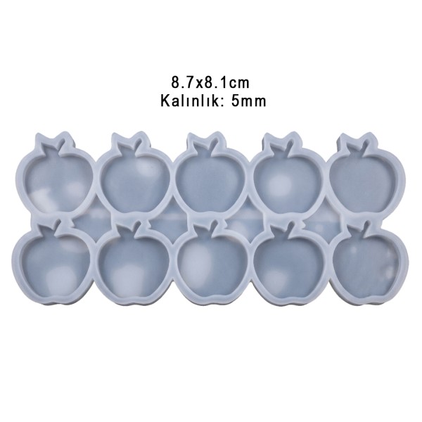 Epoksi Çoklu Elma Magnet Kalıbı Taş Tozu Elma Kalıbı Silikon 8.7x8.1cm
