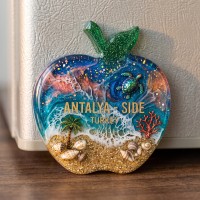 Epoksi Çoklu Elma Magnet Kalıbı Taş Tozu Elma Kalıbı Silikon 8.7x8.1cm