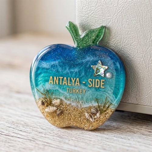 Epoksi Çoklu Elma Magnet Kalıbı Taş Tozu Elma Kalıbı Silikon 8.7x8.1cm