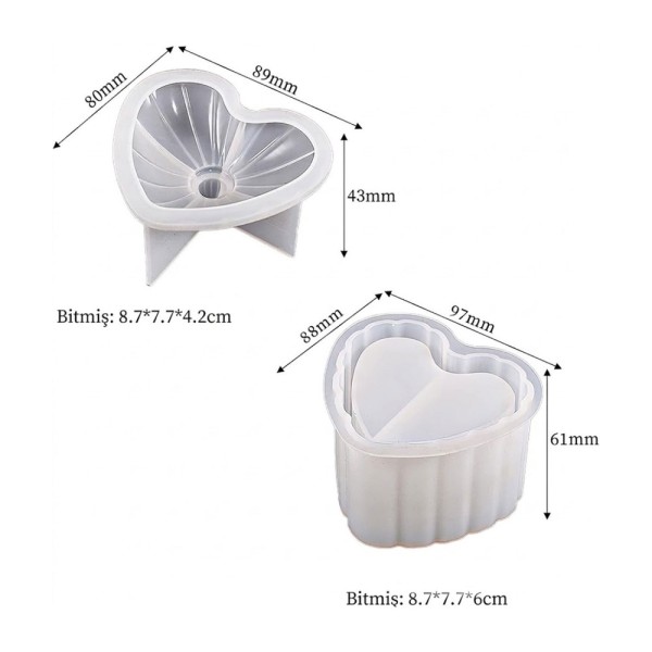 Epoksi Kalp Takı Kutusu Kalp Mücevher Takı Kutusu Kalıbı Silikon 8.7x7.7x6cm Epoksi Kalp Takı Kutusu Kalp Mücevher Takı Kutusu Kalıbı Silikon 8.7x7.7x6cm