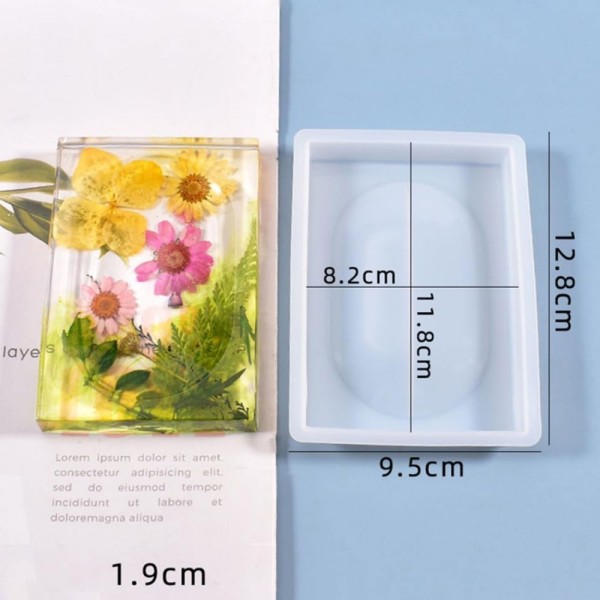 Epoksi Sabunluk Kalıbı Dikdörtgen Sabunluk Taş Tozu Kalıbı Silikon 11.8x8.2x2cm