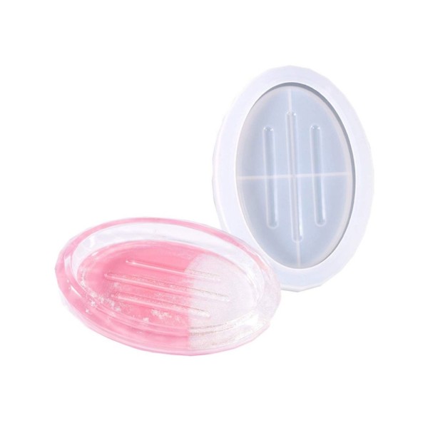 Epoksi Sabunluk Kalıbı Oval Oluklu Sabunluk Kalıbı Taş Tozu Kalıbı 11.6x7.4x2.6cm