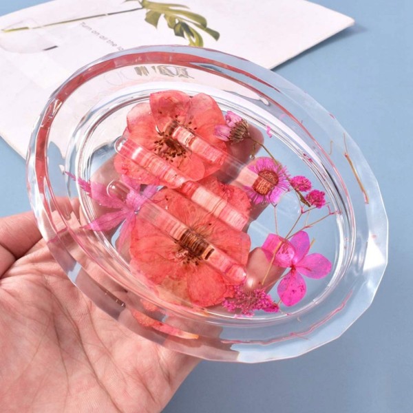 Epoksi Sabunluk Kalıbı Oval Oluklu Sabunluk Kalıbı Taş Tozu Kalıbı 11.6x7.4x2.6cm
