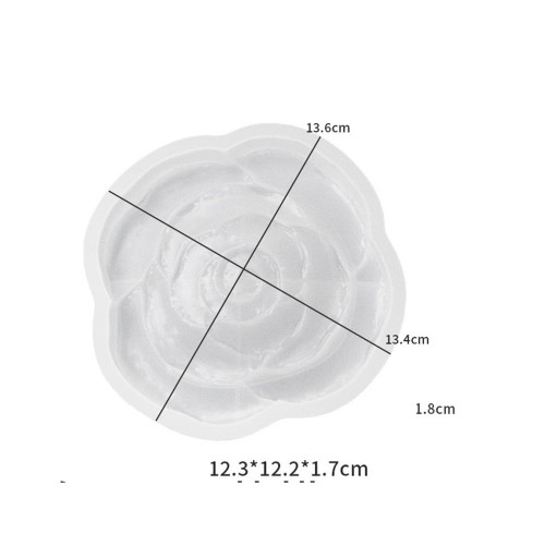 Epoksi Bardak Altı Kabartmalı Gül Desenli Bardak Altlığı Taş Tozu Kalıbı 12.3x12.2x1.7cm