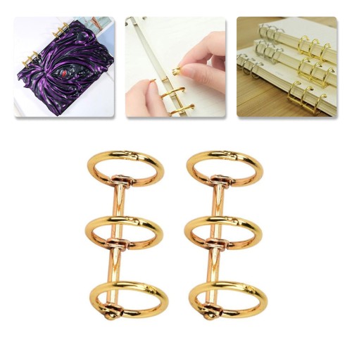 Epoksi Defter Kapağı Bağlantı Aparatı Defter Bağlama Metal Halka - Gold 2 Adet