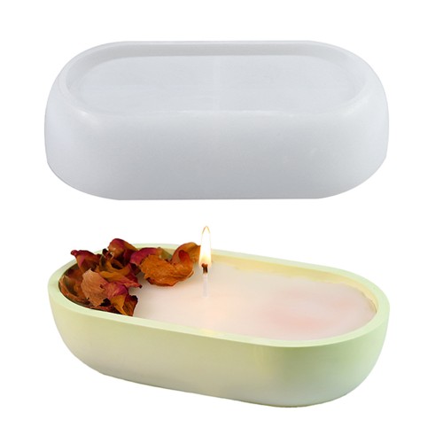 Epoksi Oval Kase Mumluk Beton Saksı Taş Tozu Kase Kalıbı Silikon 17.5x10cm