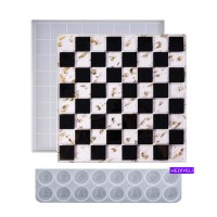 Epoksi Satranç Tahtası Kalıbı Silikon Orta Boy 18x18cm Taş Kalıbı Hediyeli