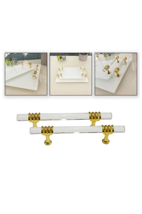 Epoksi Tepsi Kulp Şeffaf Cam Kulp Gold