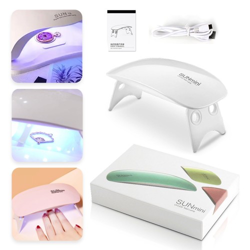 Suni Mini Uvled Nail Lamp Epoksi Uv Kurutucu Oje Kurutucu Makine Beyaz 6W Max
