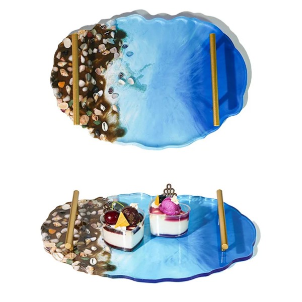 Epoksi Oval Dalgalı Tepsi Silikon Kalıbı 34x24cm Epoksi Oval Dalgalı Tepsi Silikon Kalıbı 34x24cm