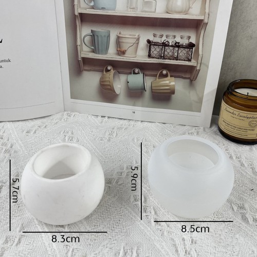 Epoksi Yuvarlak Beton Saksı ve Mumluk Silikon Kalıbı 8.3x5.7cm GT9455