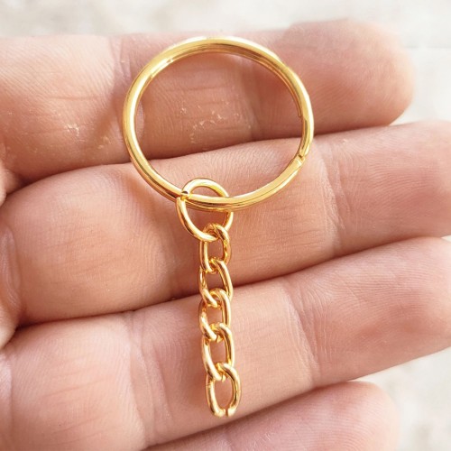 Epoksi Toptan Anahtarlık Halkası Zincirli Klips Gold 1000 Adet