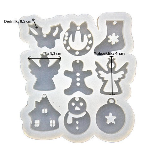 Epoksi Yılbaşı Kalıbı Noel Kar Anahtarlık Kalıbı Silikon EM371
