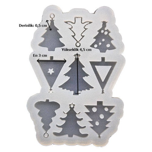 Epoksi Yılbaşı Kalıbı Noel Kar Anahtarlık Kalıbı Silikon EM372