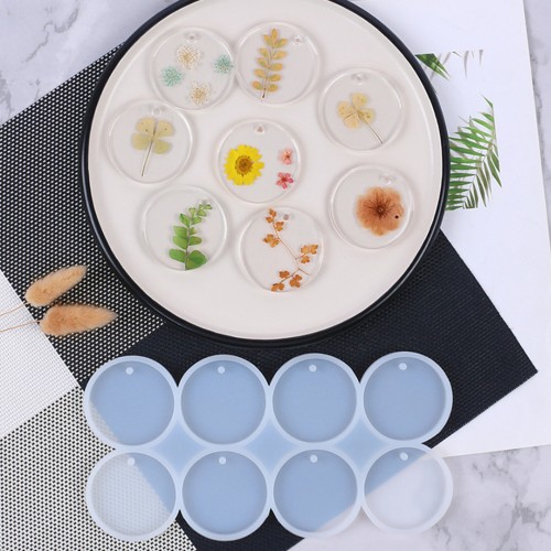 Epoksi Çoklu Yuvarlak Daire Delikli Anahtarlık Kolye Kalıbı Silikon 5x5cm GT9561