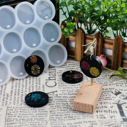 Epoksi Çoklu Yuvarlak Daire Delikli Anahtarlık Kolye Kalıbı Silikon 3.4x3.4cm GT9562