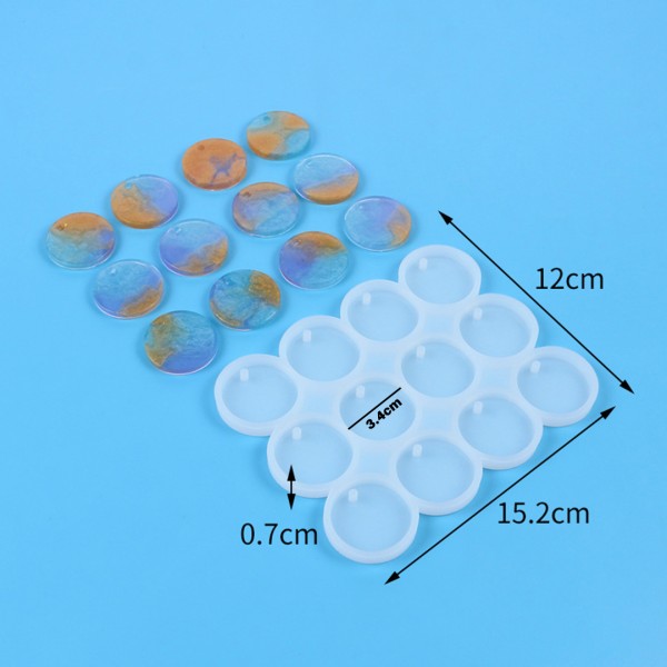 Epoksi Çoklu Yuvarlak Daire Delikli Anahtarlık Kolye Kalıbı Silikon 3.4x3.4cm GT9562