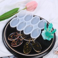 Epoksi Çoklu Oval Delikli Anahtarlık Kolye Kalıbı Silikon 5x3cm GT9560
