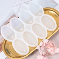 Epoksi Çoklu Oval Delikli Anahtarlık Kolye Kalıbı Silikon 5x3cm GT9560