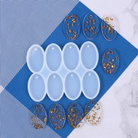 Epoksi Çoklu Oval Delikli Anahtarlık Kolye Kalıbı Silikon 5x3cm GT9560
