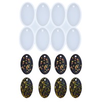Epoksi Çoklu Oval Delikli Anahtarlık Kolye Kalıbı Silikon 5x3cm GT9560