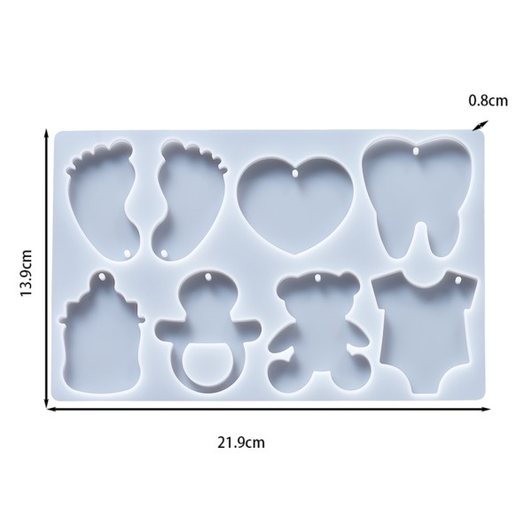 Epoksi Bebek Ayak Emzik Diş Biberon Anahtarlık Kalıbı Silikon GT9558
