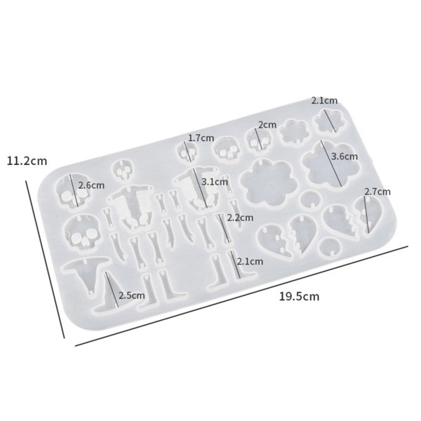 Epoksi Cadılar Bayramı Kuru Kafa Kafatası İskelet Küpe Anahtarlık Kalıbı Silikon GT9544