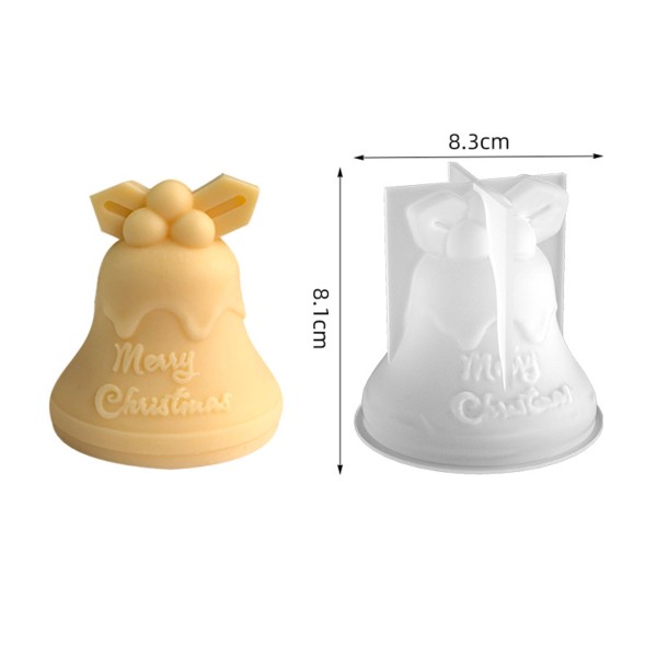Silikon Mum Kalıbı Yılbaşı Zil Noel Ev Dekorasyon Mum Kalıpları 8.3x8.1cm GT9568