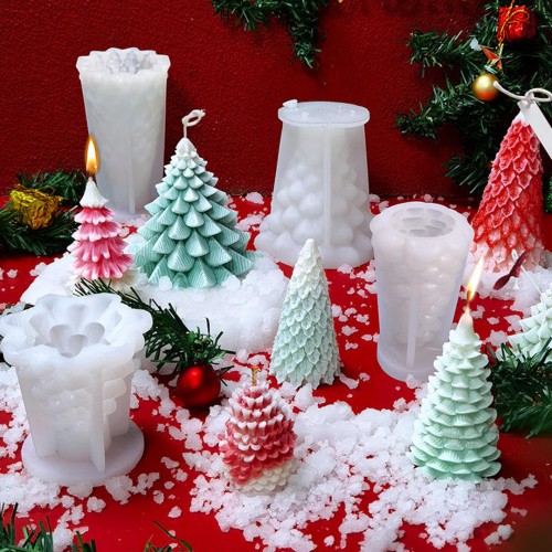 Silikon Mum Kalıbı Yılbaşı Noel Ağacı Ev Dekorasyon Mum Kalıpları 11.7x11cm GT9625