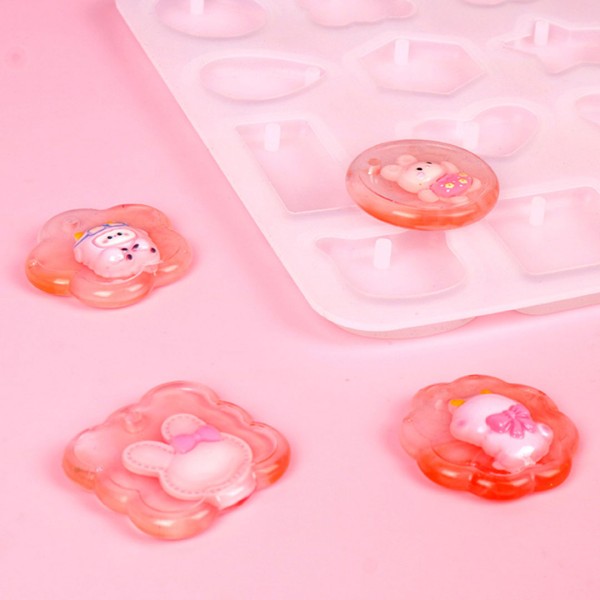 Epoksi Çoklu Figürler Bombeli Anahtarlık Kalıbı Silikon GT9596