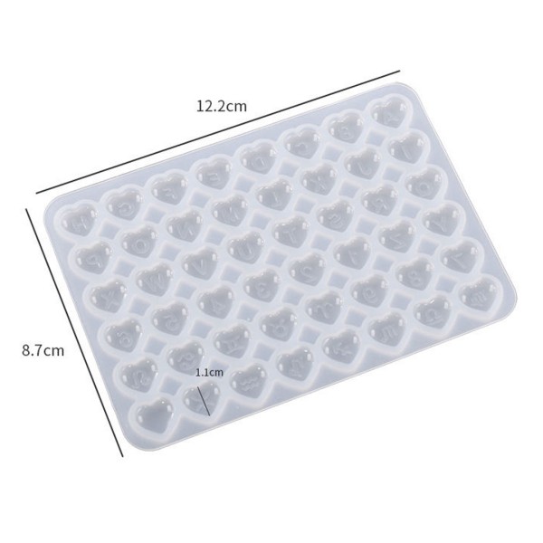 Epoksi Kalp Bileklik Kolye Anahtarlık Süsleme Kalıbı Silikon 2 Pimli 1.1cm GT9588