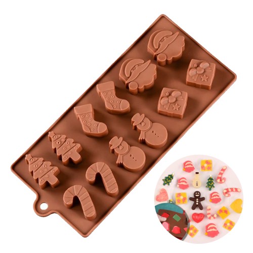 Çikolata Yılbaşı Kalıbı Yılbaşı Figürleri Kalıbı Şeker Hamuru Silikon Kalıbı GT1292