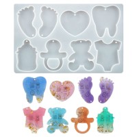 Epoksi Bebek Ayak Emzik Diş Biberon Anahtarlık Kalıbı Silikon GT9558