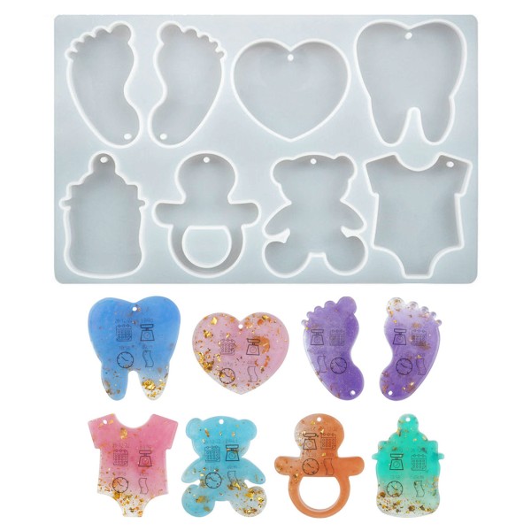 Epoksi Bebek Ayak Emzik Diş Biberon Anahtarlık Kalıbı Silikon GT9558