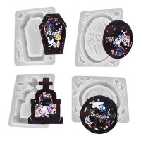 Epoksi Cadılar Bayramı Kalıp Modelleri Anahtarlık Kalıbı Silikon 4 lü Set GT9563