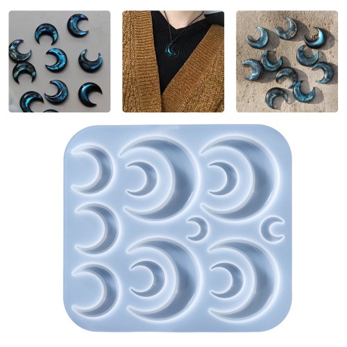 Epoksi Çoklu Ay Küpe Kolye Anahtarlık Kalıbı Silikon GT9583