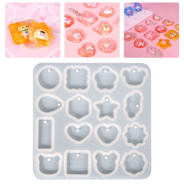 Epoksi Çoklu Figürler Bombeli Anahtarlık Kalıbı Silikon GT9596