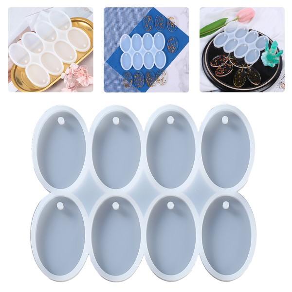 Epoksi Çoklu Oval Delikli Anahtarlık Kolye Kalıbı Silikon 5x3cm GT9560
