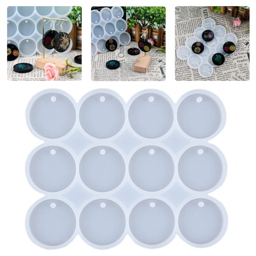 Epoksi Çoklu Yuvarlak Daire Delikli Anahtarlık Kolye Kalıbı Silikon 3.4x3.4cm GT9562