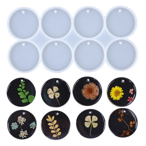 Epoksi Çoklu Yuvarlak Daire Delikli Anahtarlık Kolye Kalıbı Silikon 5x5cm GT9561