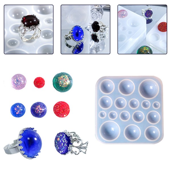 Epoksi Çoklu Yüzük Taş Kalıbı Yarım Küre Kalıbı Silikon GT9552