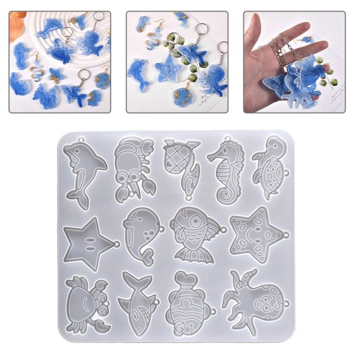 Epoksi Deniz Canlıları Anahtarlık Kalıbı Silikon GT9590