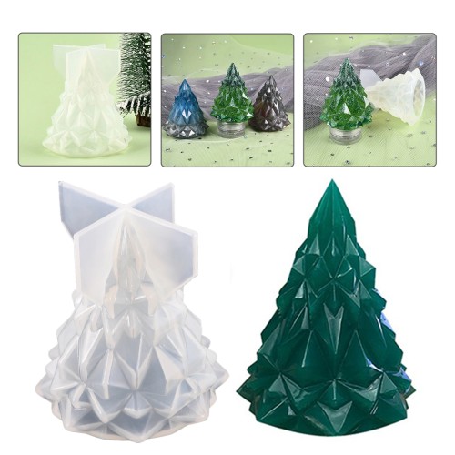 Epoksi Mum Yılbaşı Ağacı Kristal Kesim Silikon Kalıbı GT7147