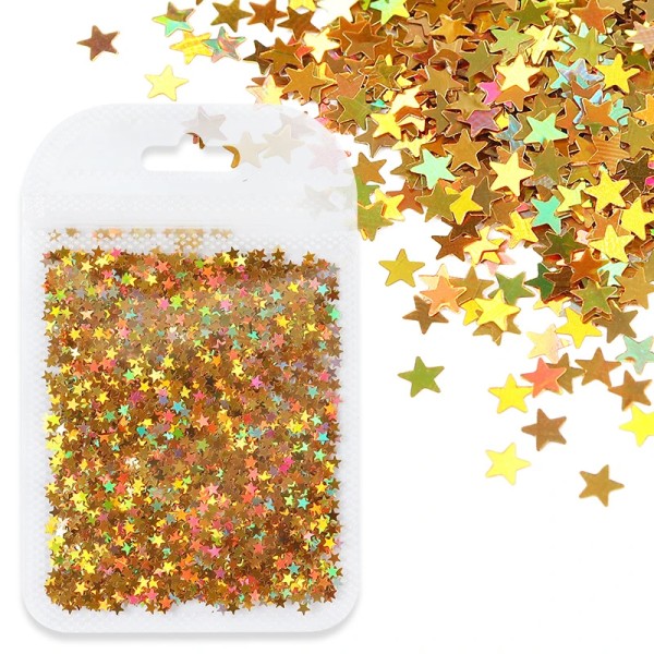 Epoksi Yıldız Glitter Hologramlı Gold - 5gr