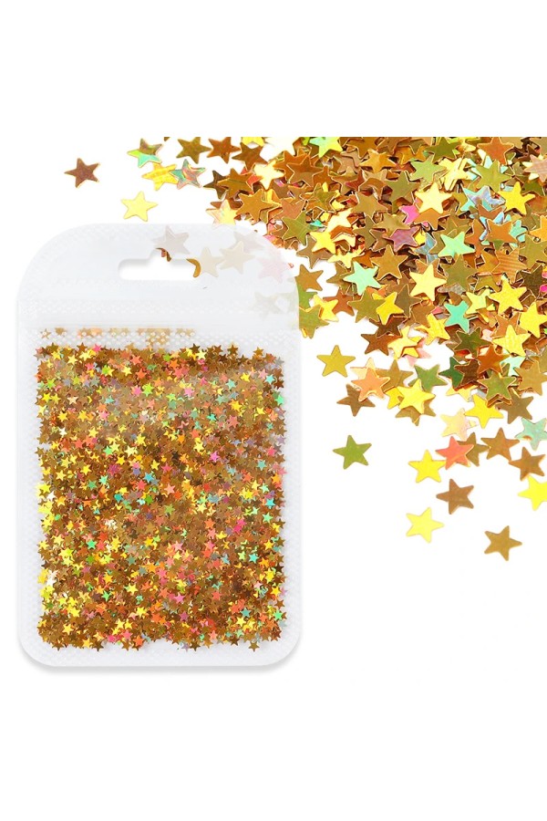 Epoksi Yıldız Glitter Hologramlı Gold - 5gr