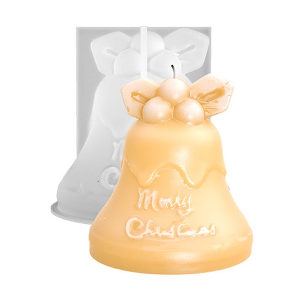 Silikon Mum Kalıbı Yılbaşı Zil Noel Ev Dekorasyon Mum Kalıpları 8.3x8.1cm GT9568