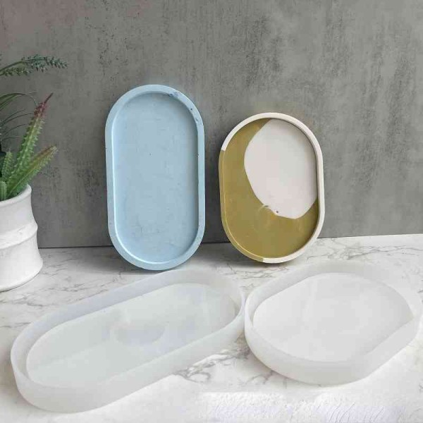 Epoksi Beton Oval Tabak Basık Model Sunumluk Silikon Kalıbı GT-9451 Epoksi Beton Oval Tabak Basık Model Sunumluk Silikon Kalıbı GT-9451
