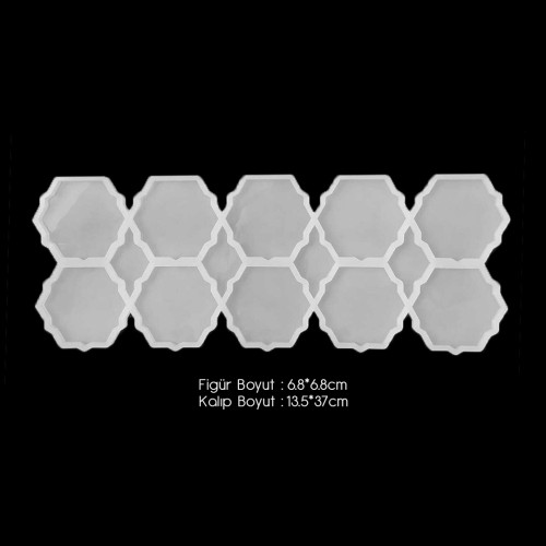 Epoksi Altıgen Çoklu Desenli Magnet Silikon Kalıbı EM120