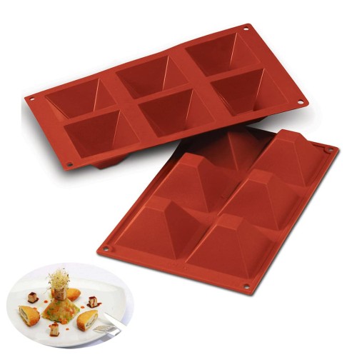 Piramit 6 lı Pasta Kek   Çikolata Silikon Kalıbı GT125